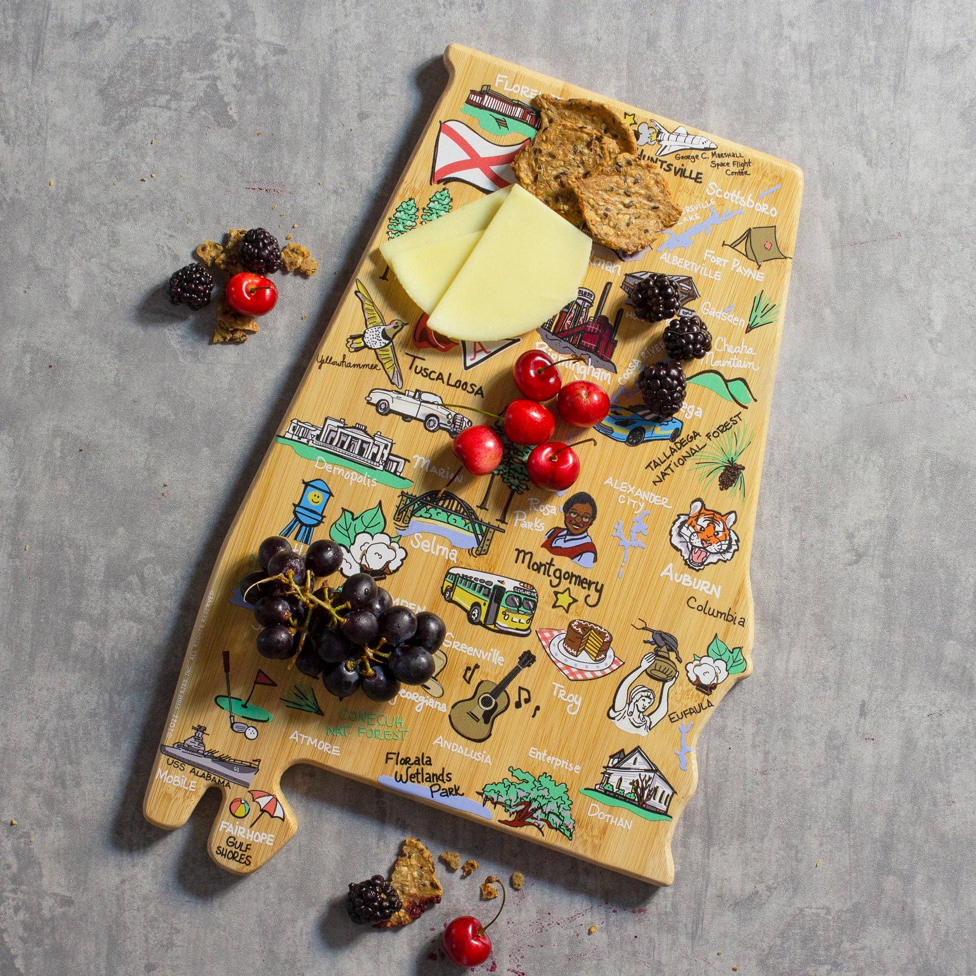 Alabama Cutting Board with Artwork by Fish Kiss™ 2