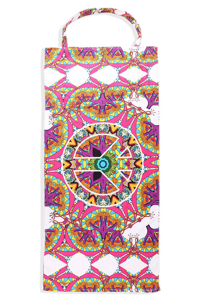 Peace Symbol Pattern Print Beach Towel Bag 4