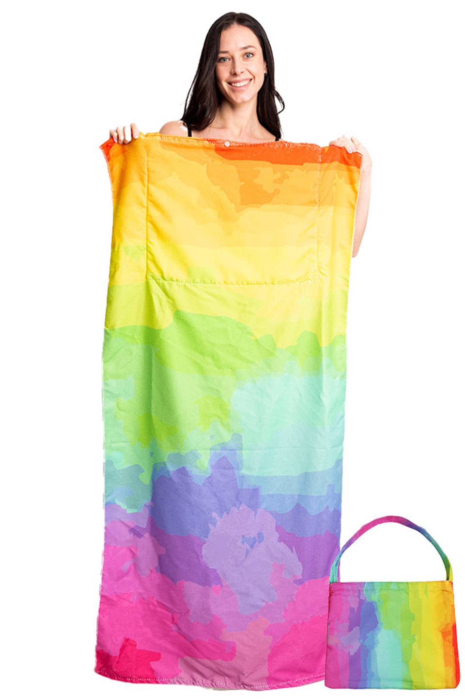 Rainbow Print Beach Towel Bag 1