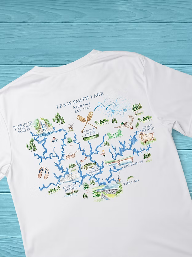 Smith Lake Watercolor Map Tee - Short Sleeve