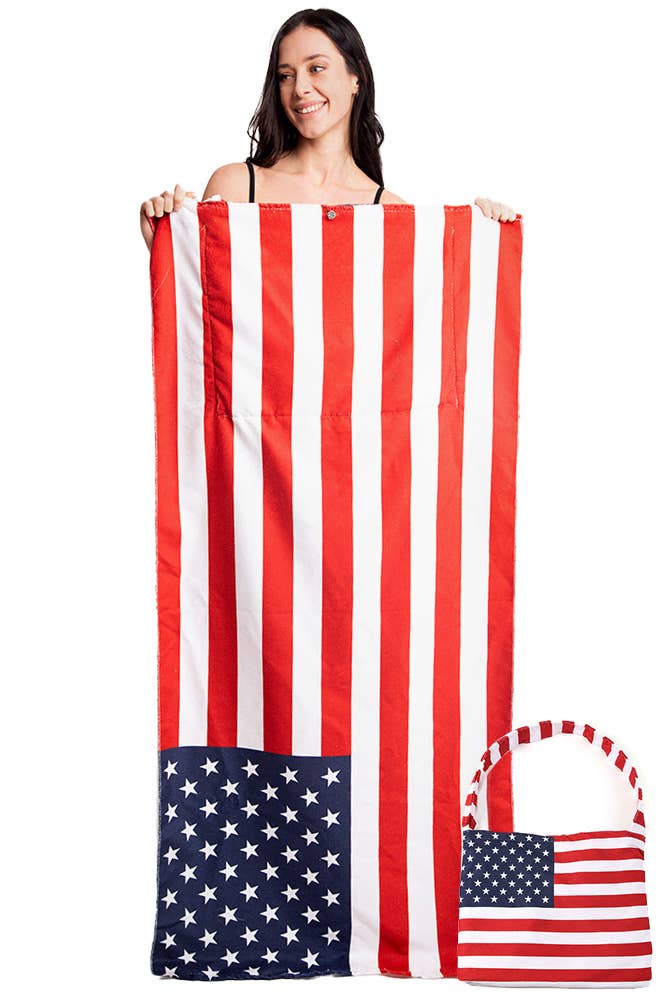 American Flag Beach Towel Bag 1