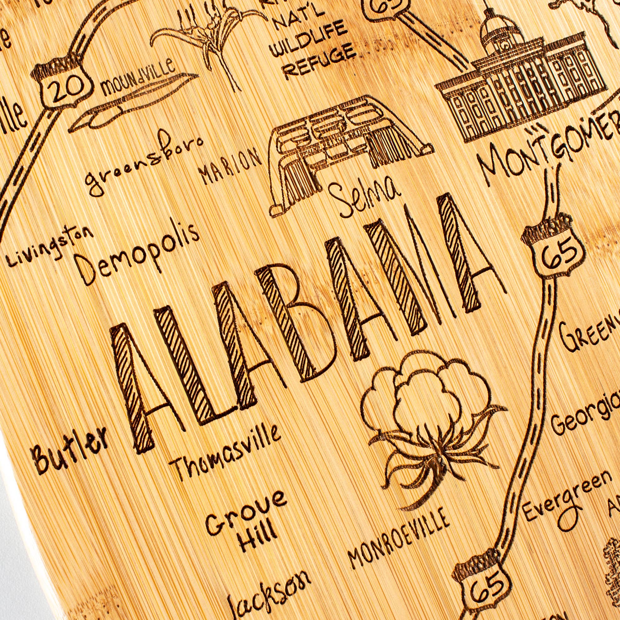 Destination Alabama State-Shaped Serving & Cutting Board 5