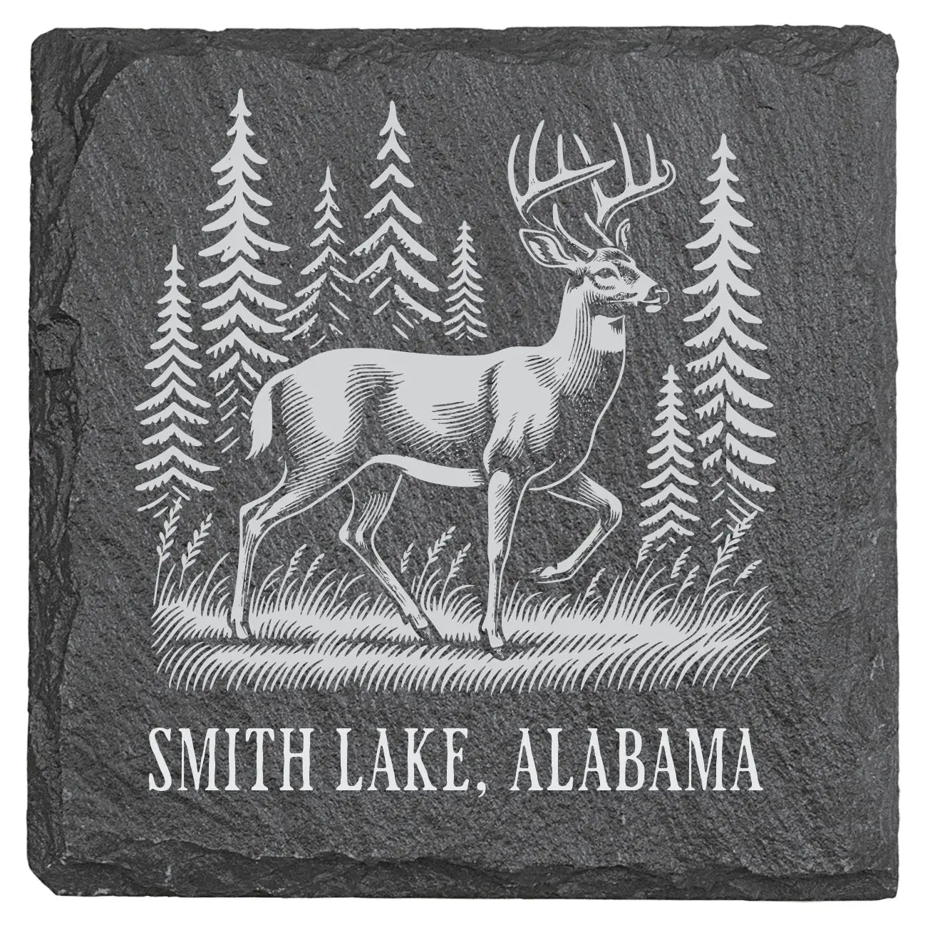 Smith Lake Deer - 4" Square Slate Coaster 1