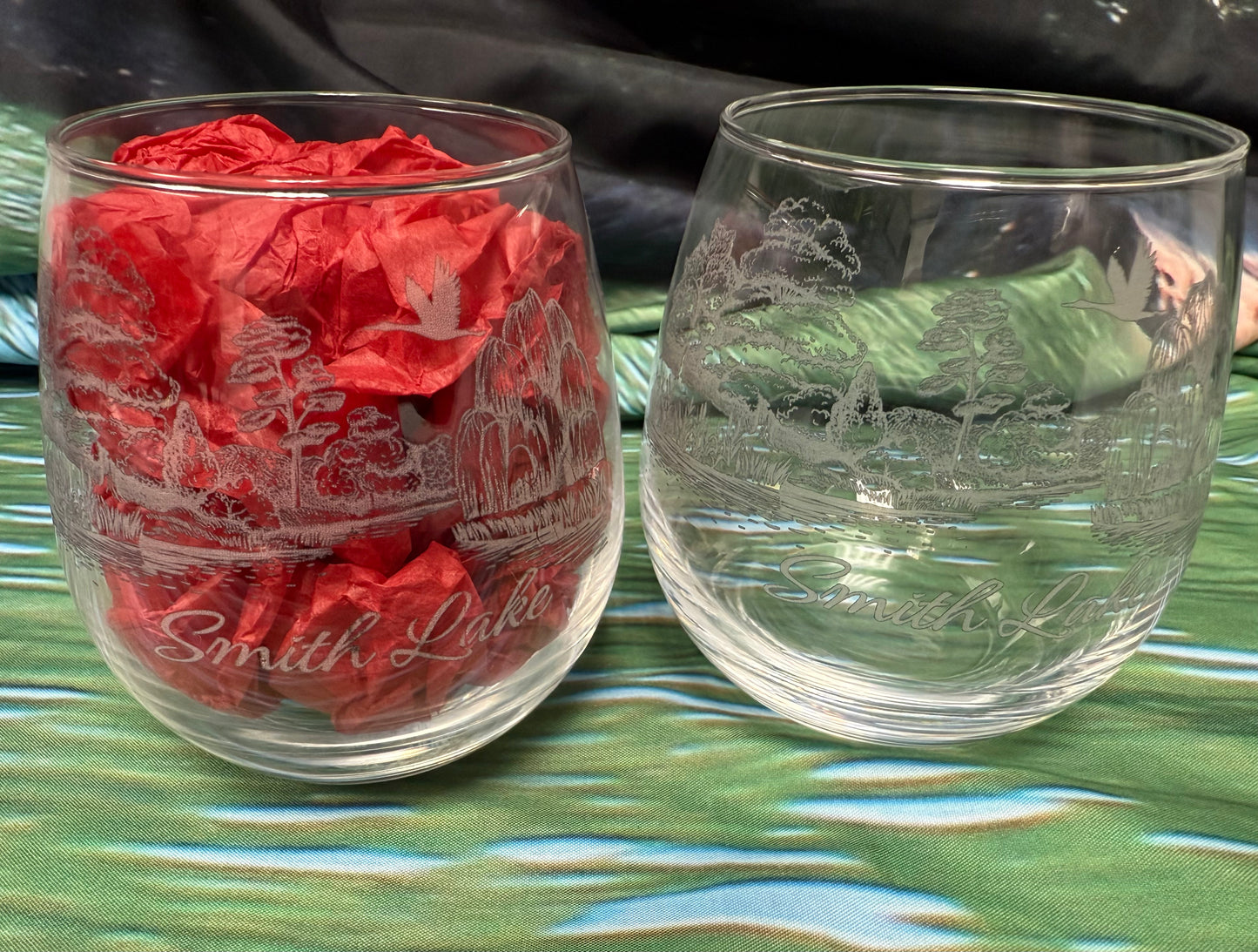 Stemless 16oz Wine Glass Smith Lake Fly Over