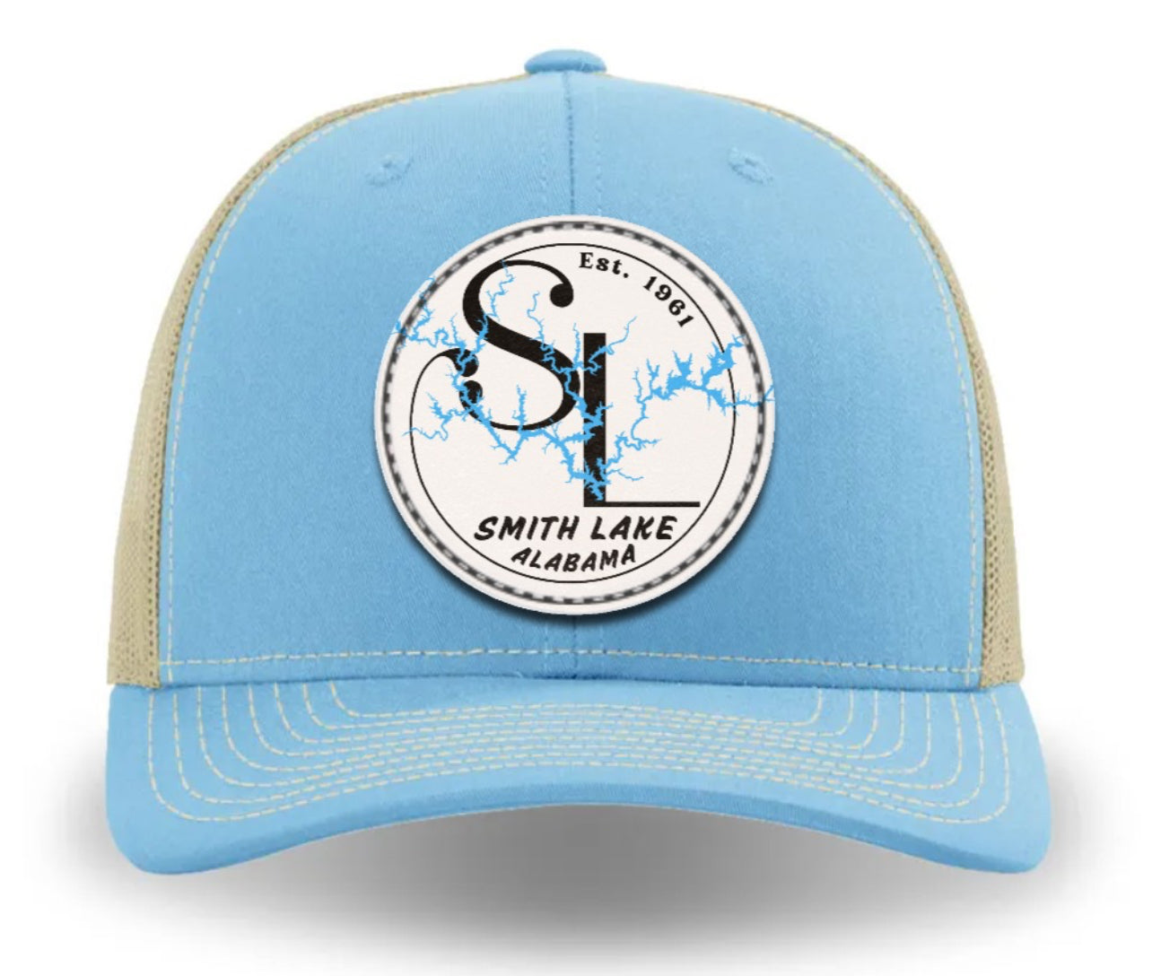 Smith Lake SL Logo Dyed Leather Patch Trucker Hat