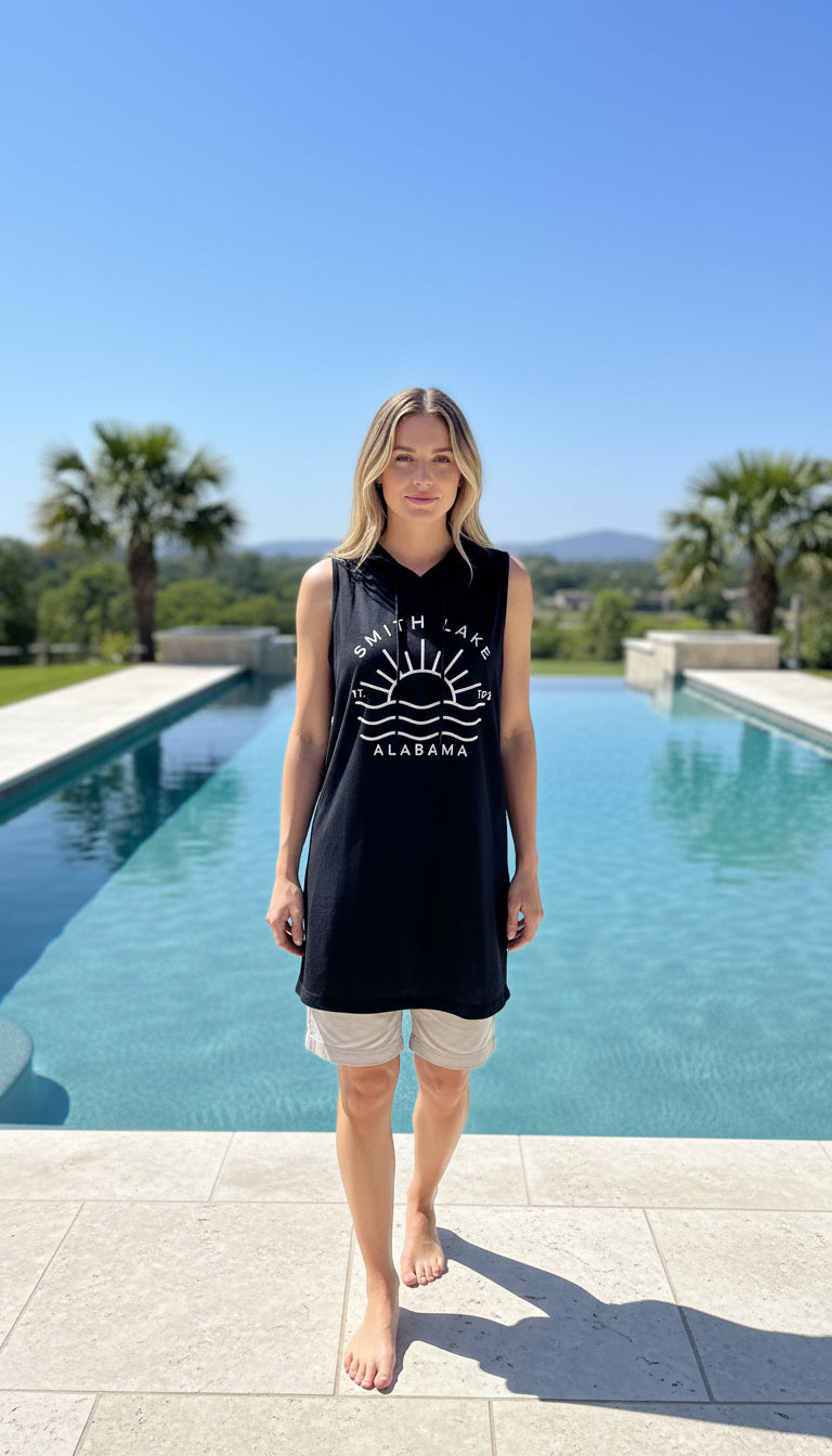 Current Mood Hooded Dress Cover up  - BLACK-SMITH LAKE