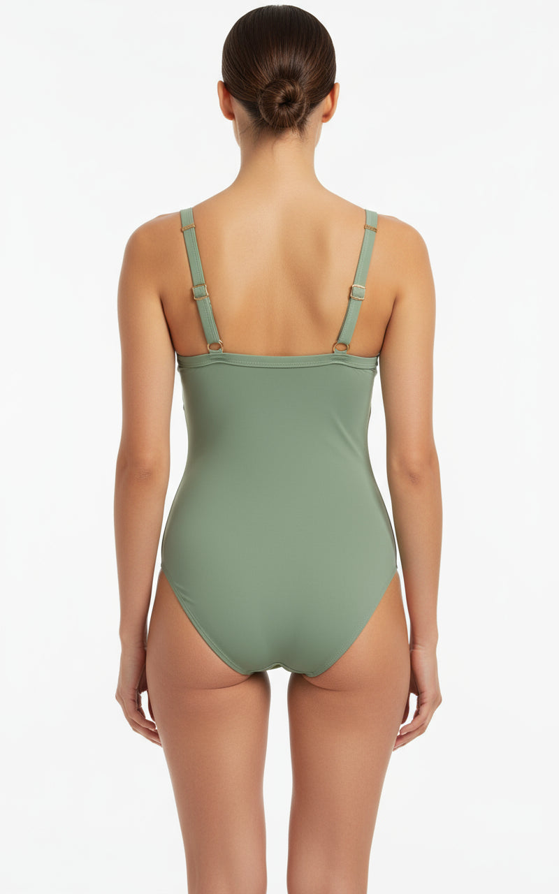 One Piece Swimsuit Olive Green 2