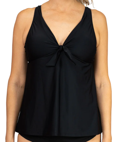 Missy V-Neck Bow Tie Tankini - Black