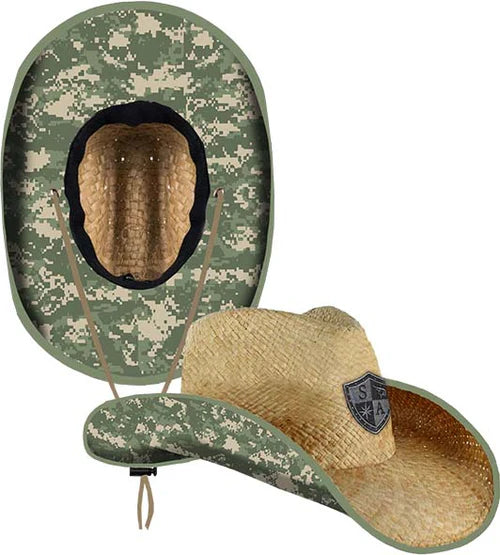 SA Cowboy Under Brim Straw Hat | Green Digi Camo