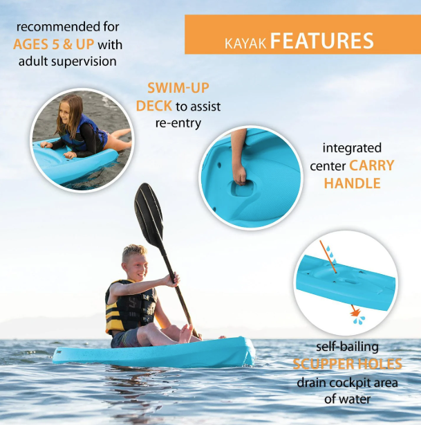 Dash 6'6" Youth Sit-On-Top Kayak, Paddle Included