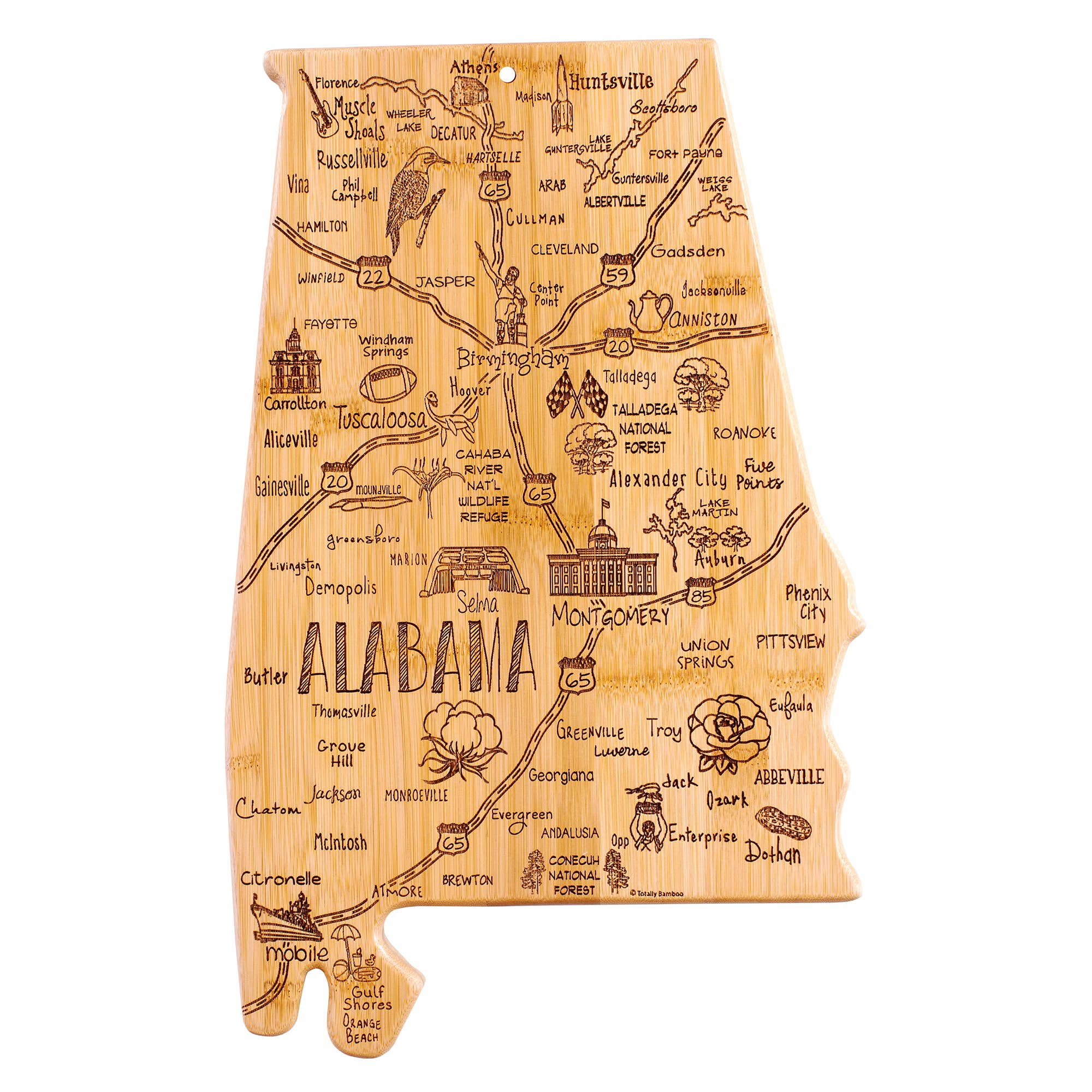Destination Alabama State-Shaped Serving & Cutting Board 1