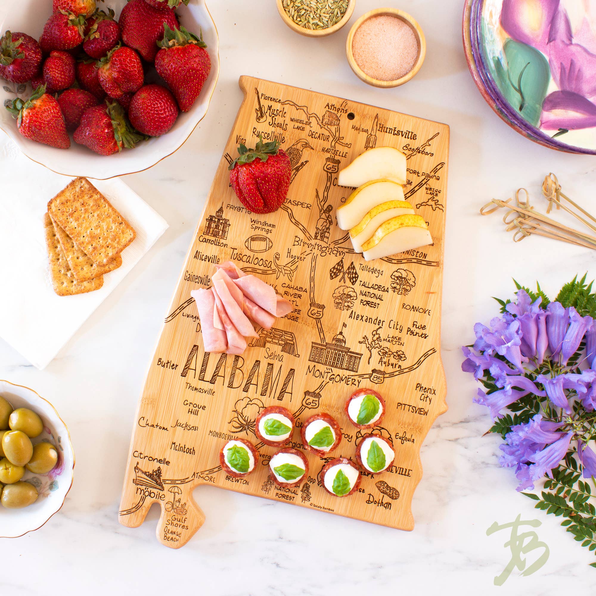 Destination Alabama State-Shaped Serving & Cutting Board 2