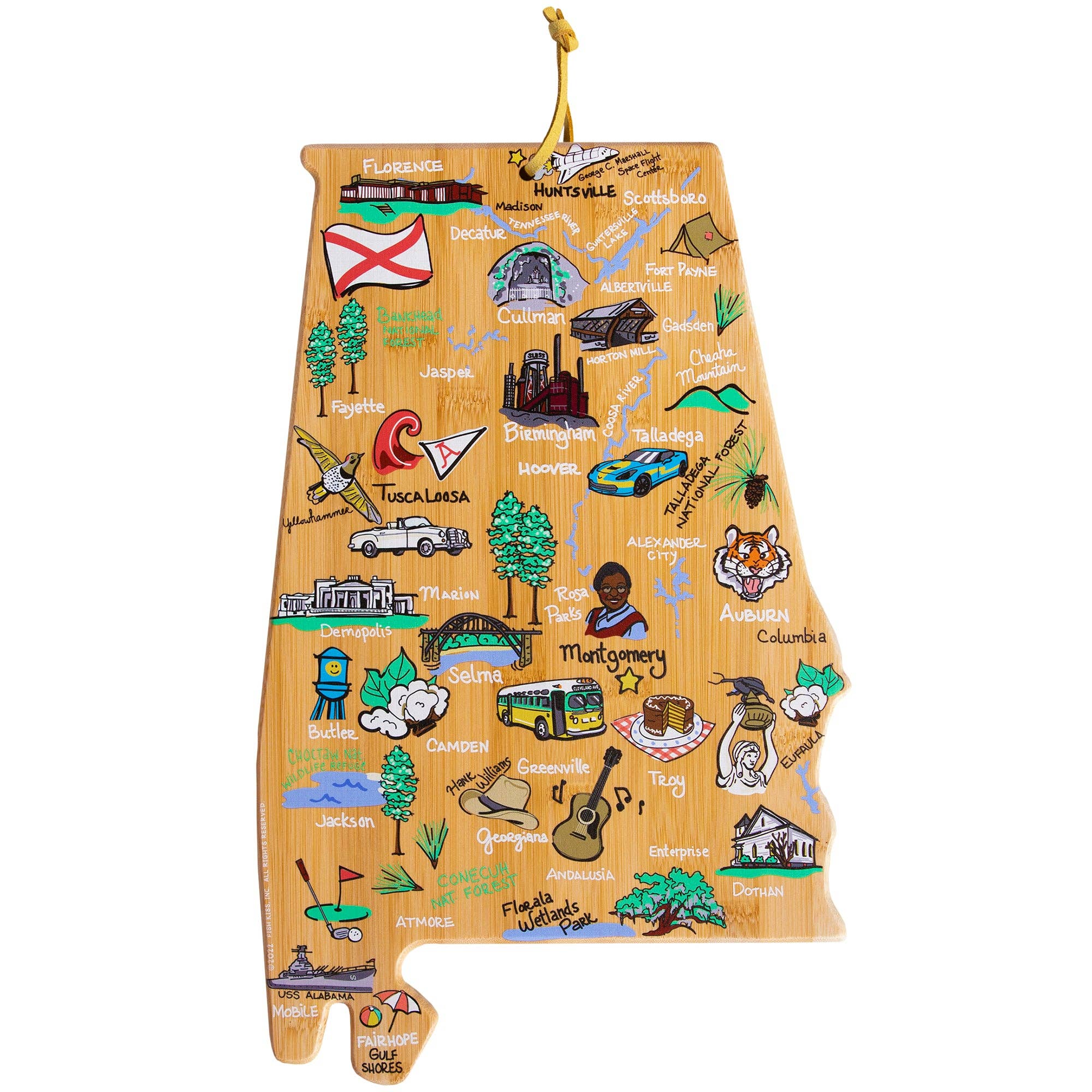 Alabama Cutting Board with Artwork by Fish Kiss™ 1