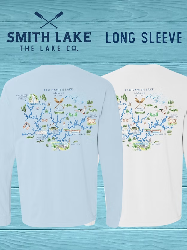 Smith Lake Watercolor Map Tee - Long Sleeve