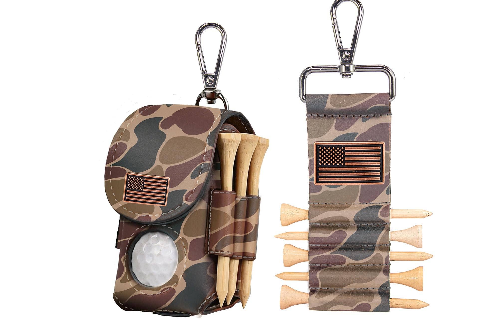 American Flag Leather Golf Ball and Tee Holder 4