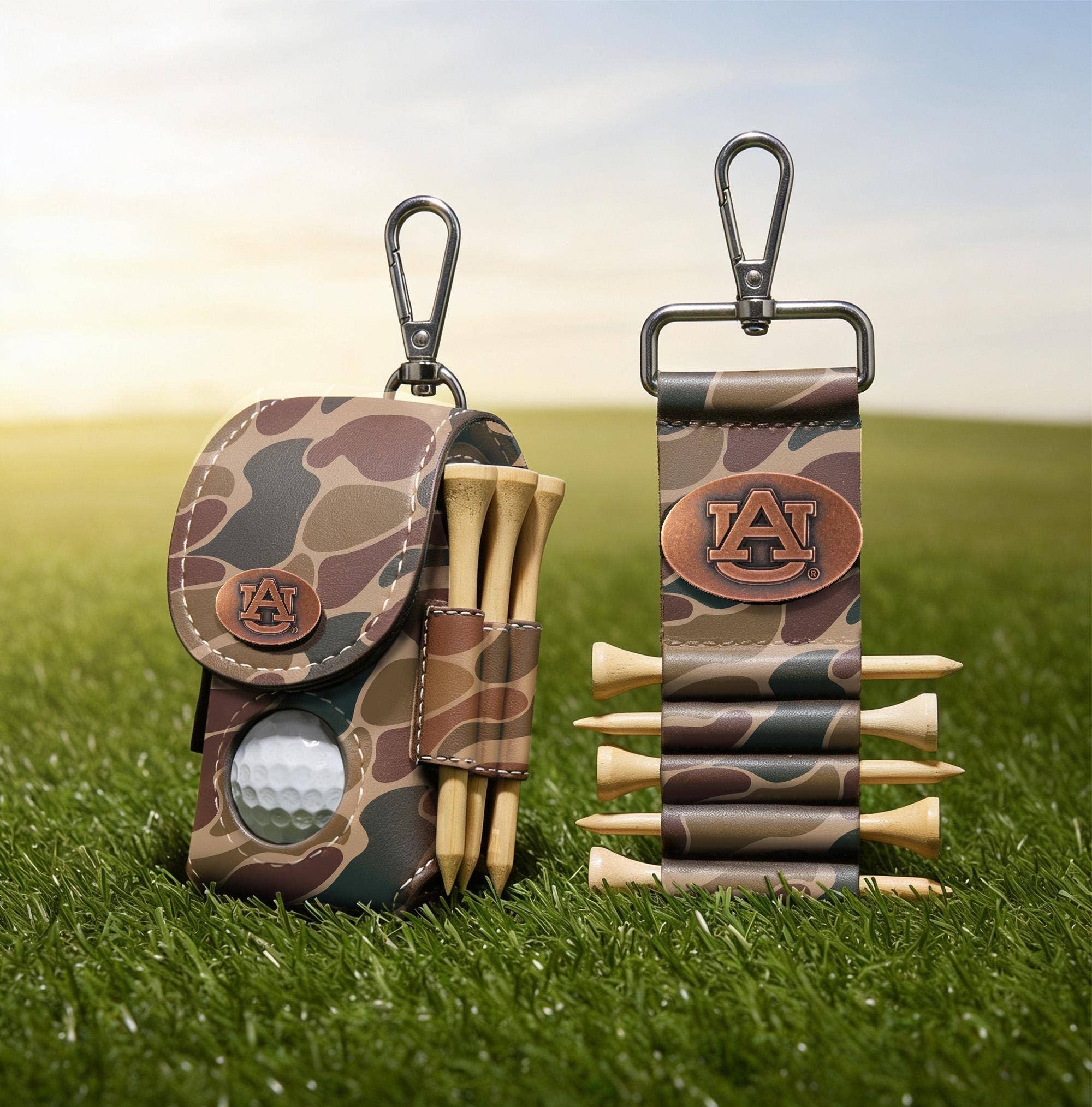 Auburn Tigers Leather Golf Ball and Tee Holder 7