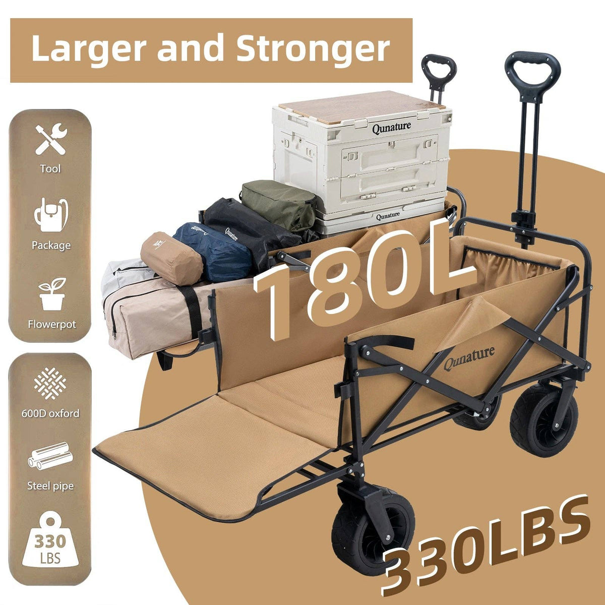 Foldable Expandable Camping Wagon-150L 6