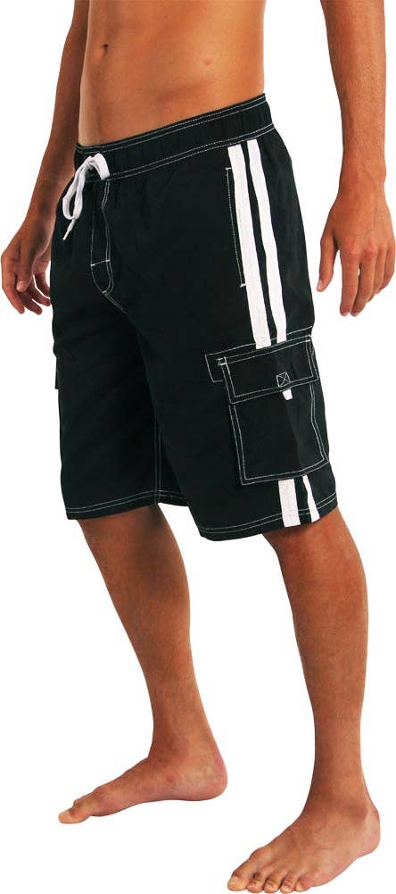 Norty Men Big Sizes 2X-5X Cargo Swim Suit Trunks 39962 Black 3