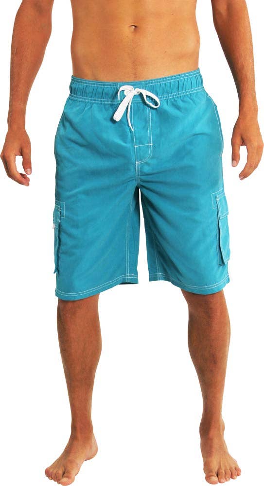 Norty Mens Big Sizes 2X-5X Cargo Swim Suit Trunks 39961 Aqua