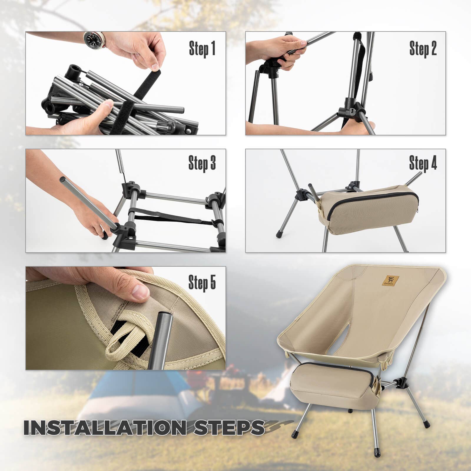Qunature Lightweight Folding Camp Chair with Storage Bag 10