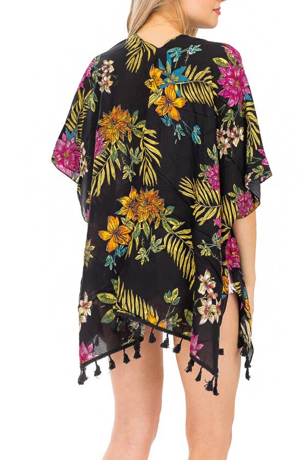 Spring Leaves And Floral Bohemian Crochet Trim Cover Up 6