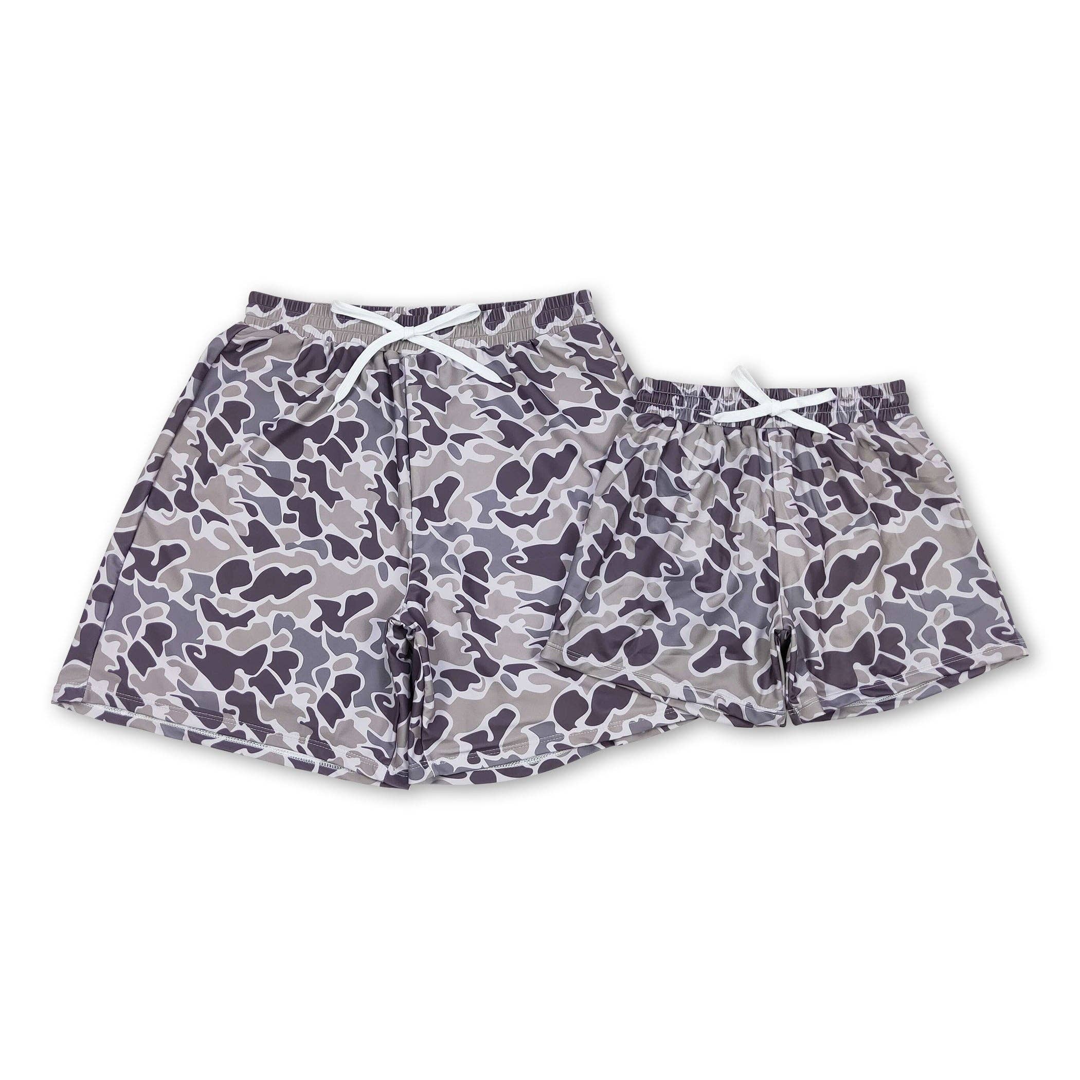 Camo print adult men summer swim trunks