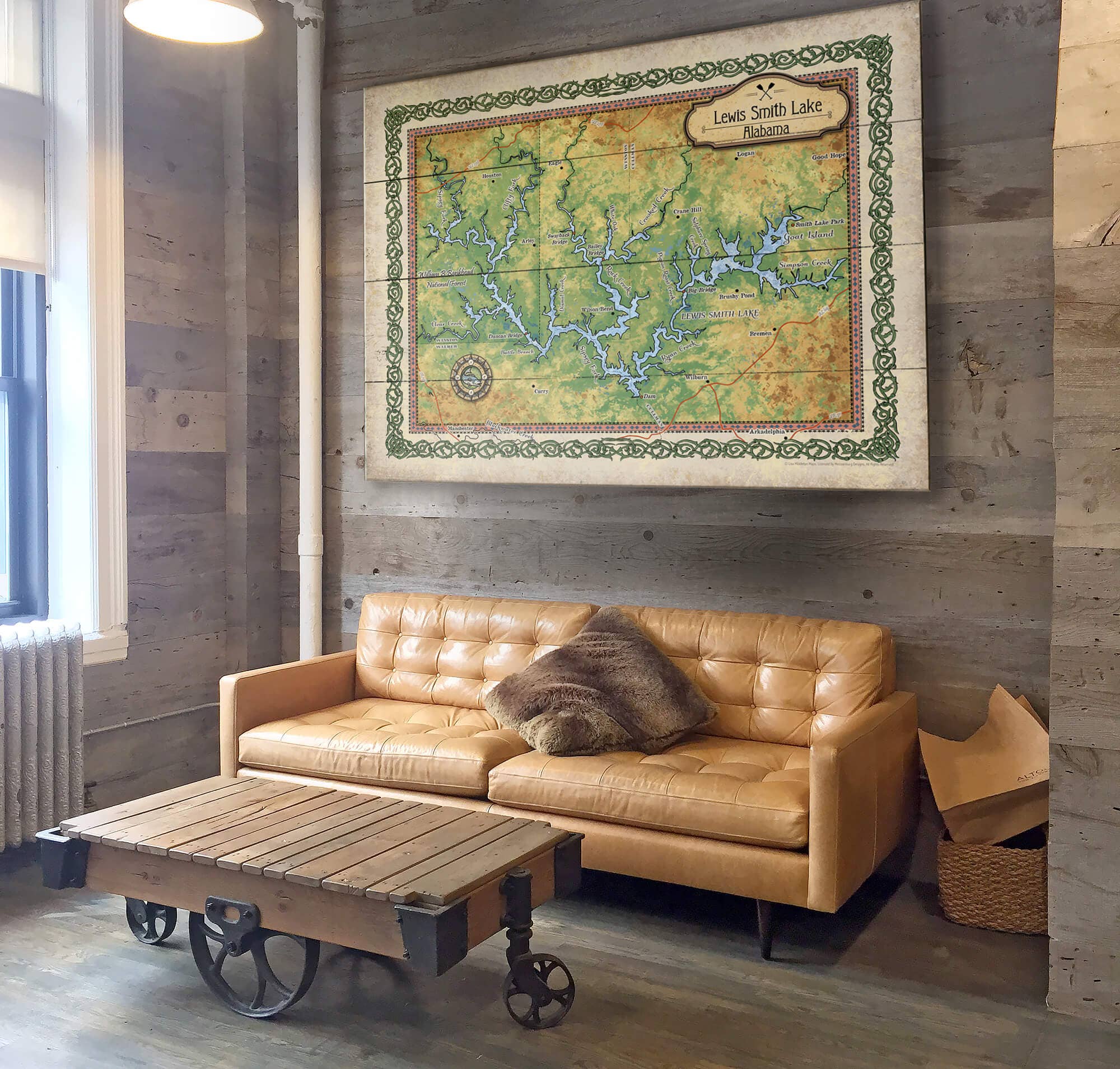 Lewis Smith Lake, Alabama: Illustrated Map - Wall Decor 3