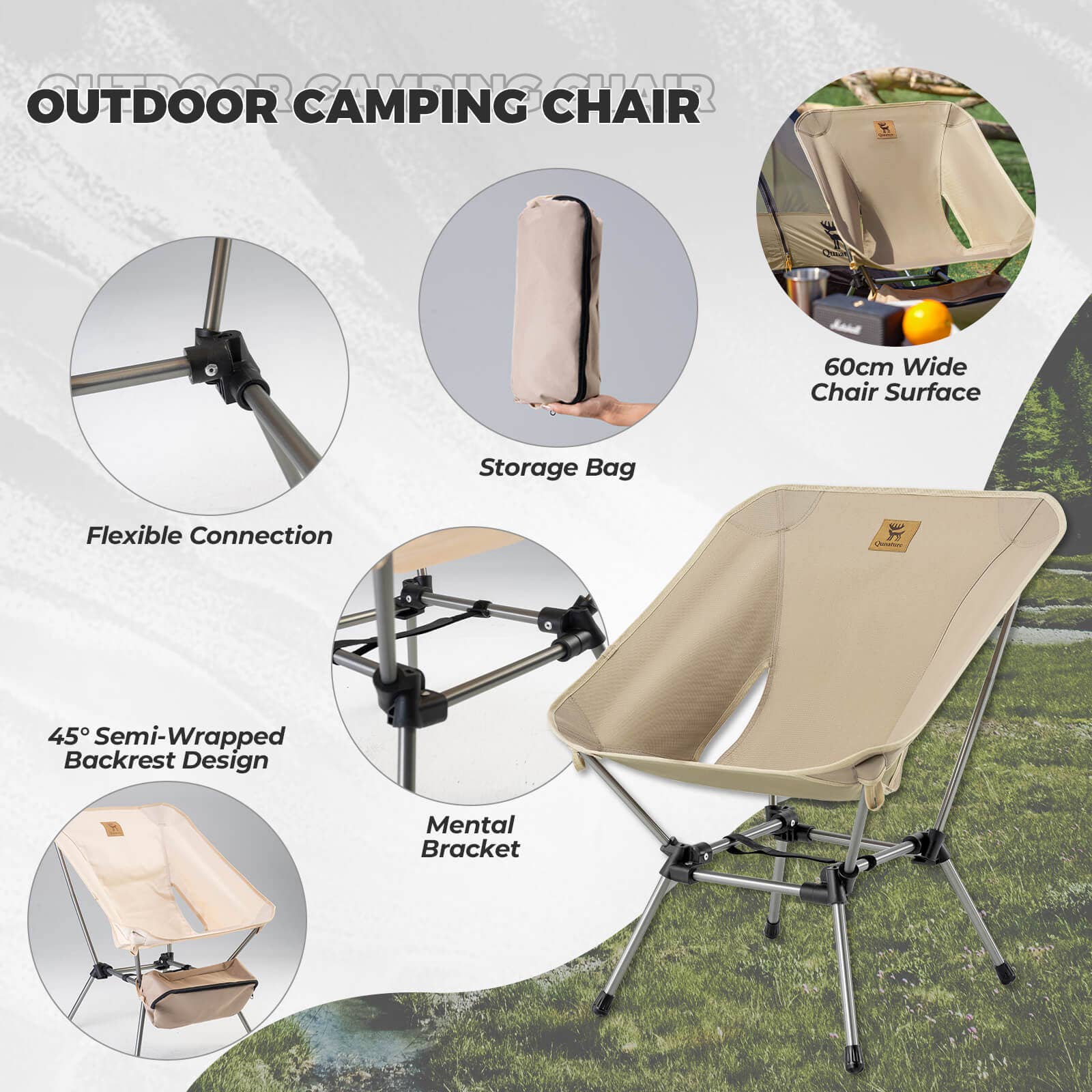 Qunature Lightweight Folding Camp Chair with Storage Bag 7