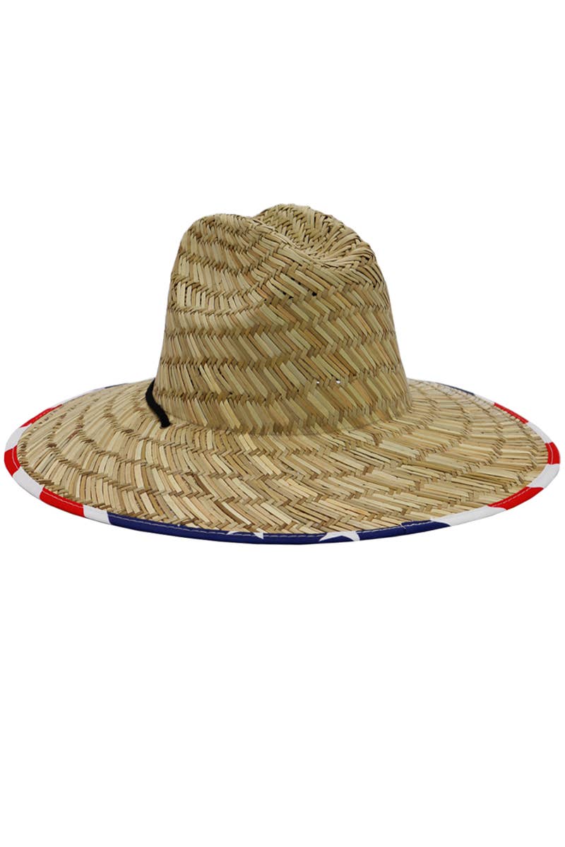 American Flag Under Brim Rush Straw Lifeguard Hat 5
