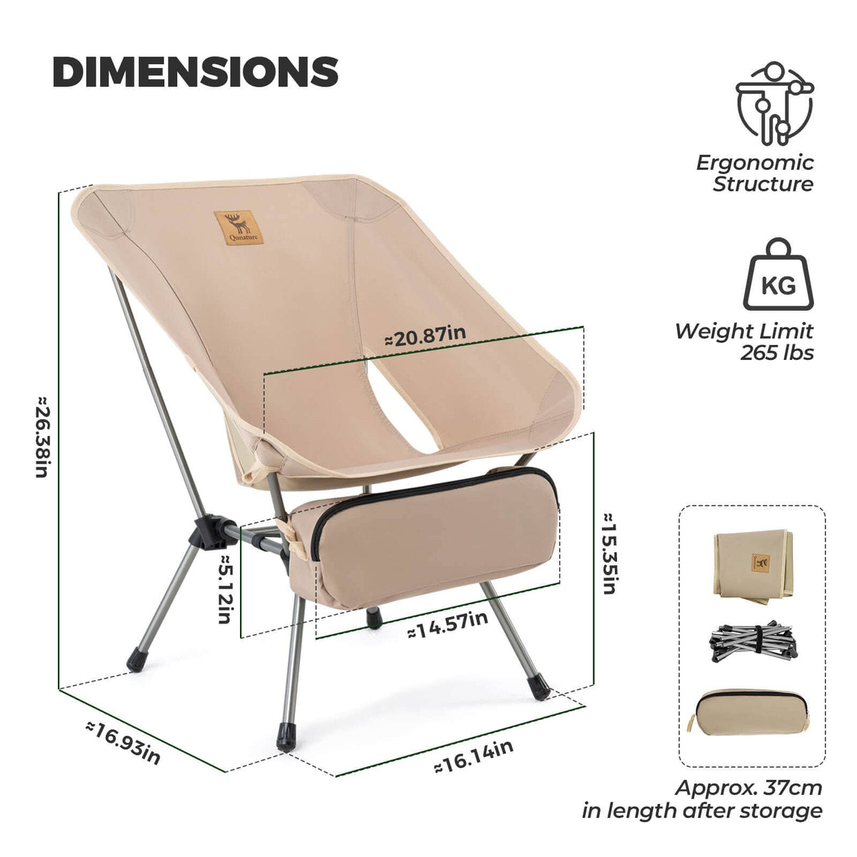 Qunature Lightweight Folding Camp Chair with Storage Bag 9