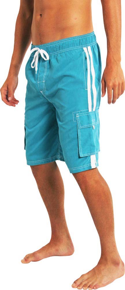 Norty Mens Big Sizes 2X-5X Cargo Swim Suit Trunks 39961 Aqua 3