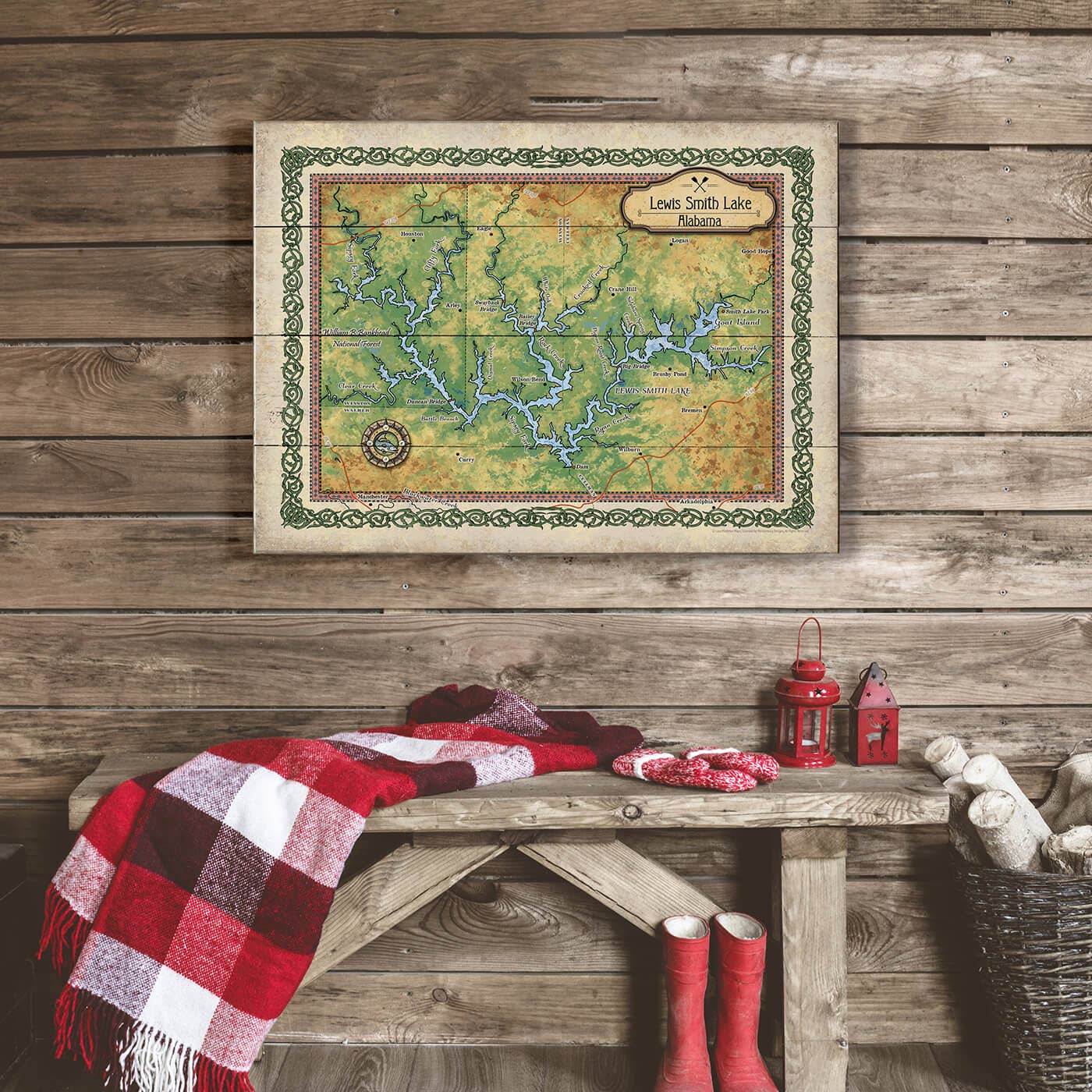Lewis Smith Lake, Alabama: Illustrated Map - Wall Decor
