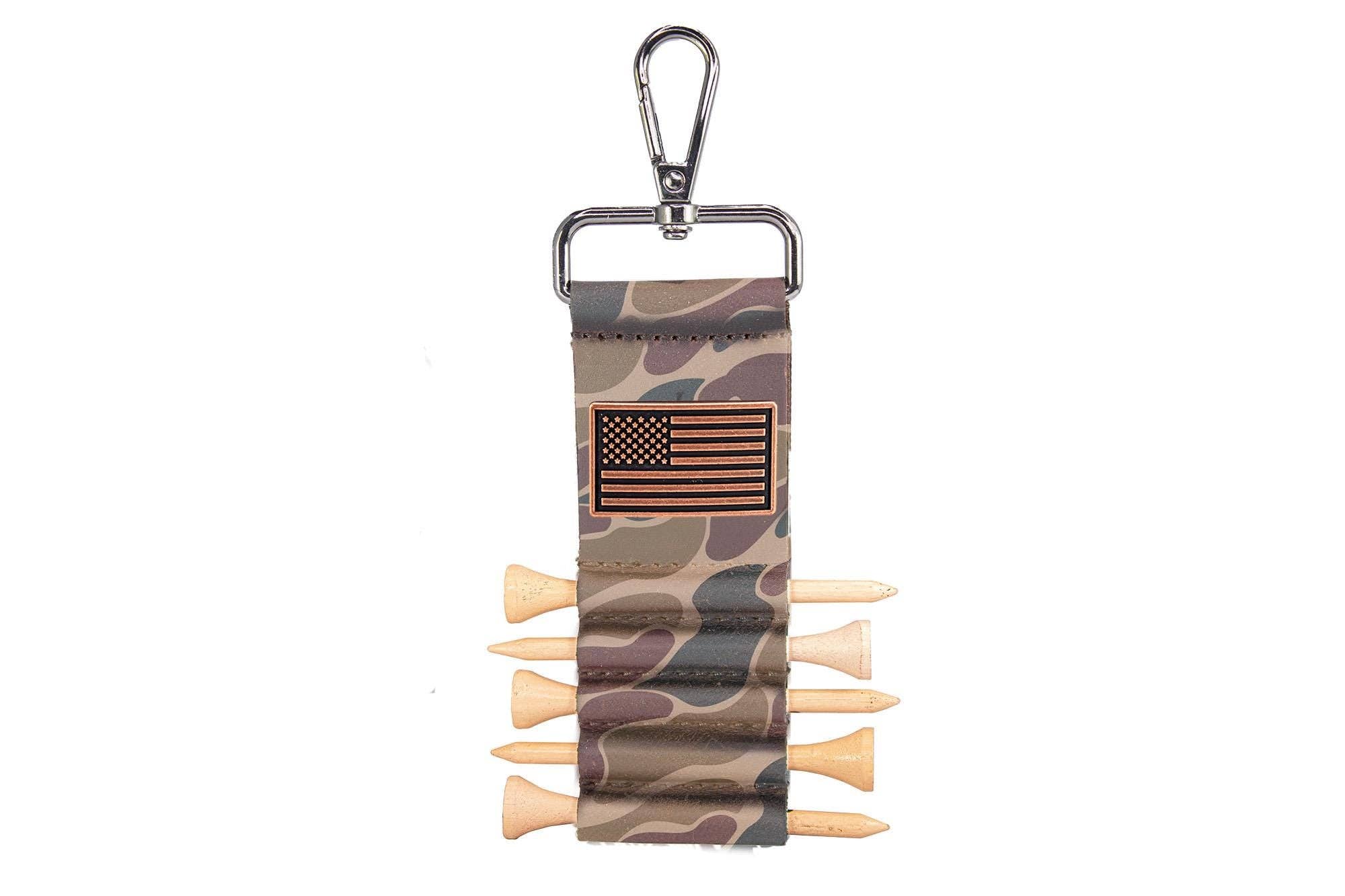 American Flag Leather Golf Ball and Tee Holder 10