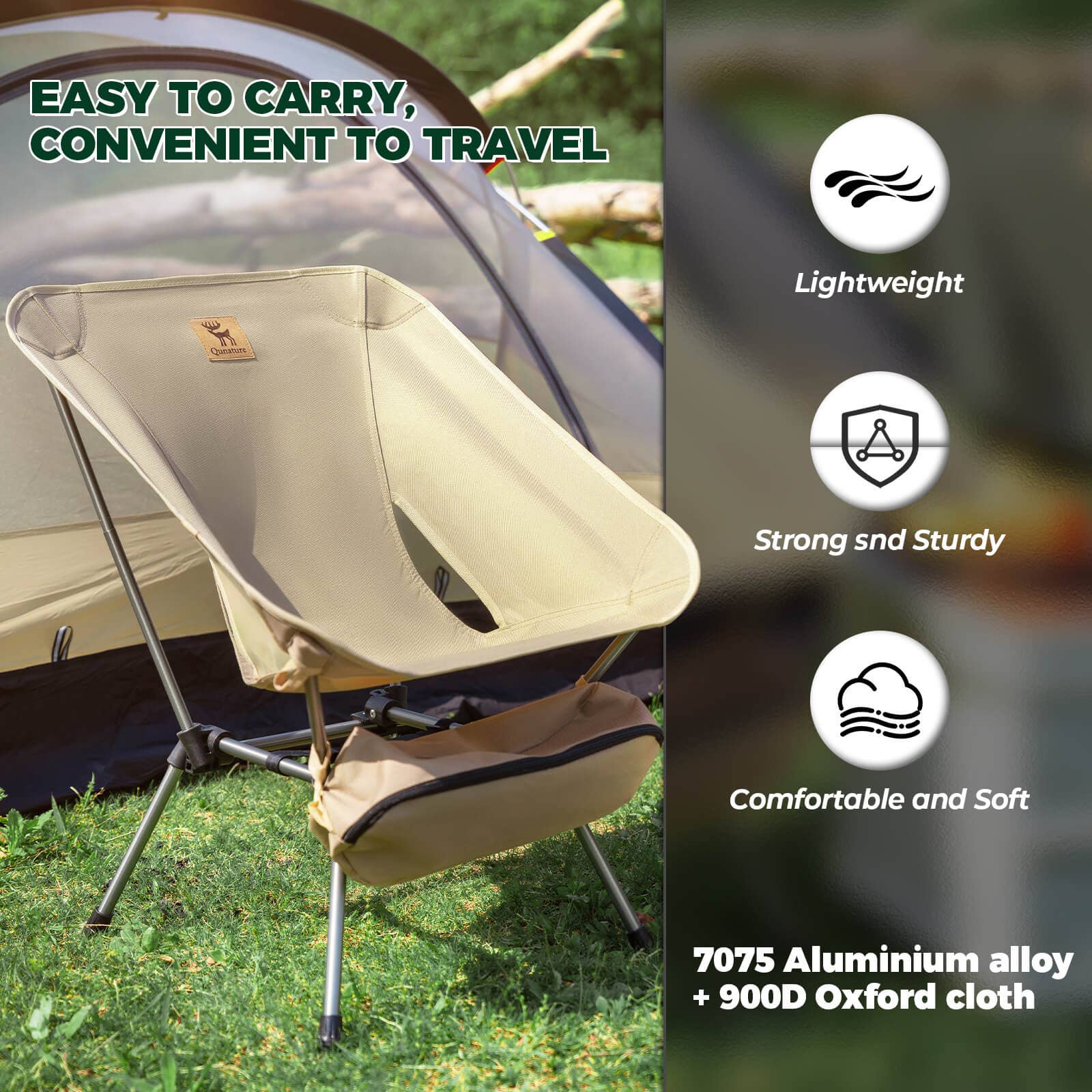 Qunature Lightweight Folding Camp Chair with Storage Bag 6