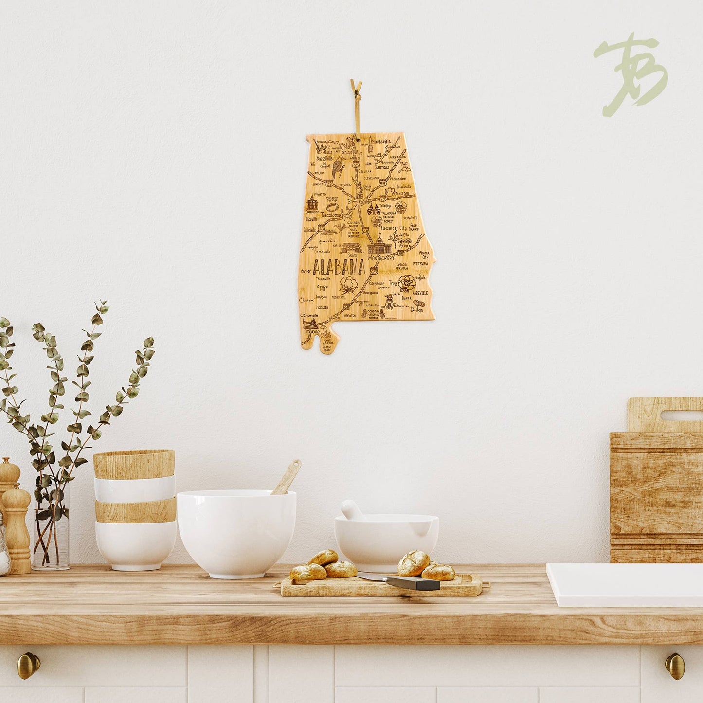 Destination Alabama State-Shaped Serving & Cutting Board