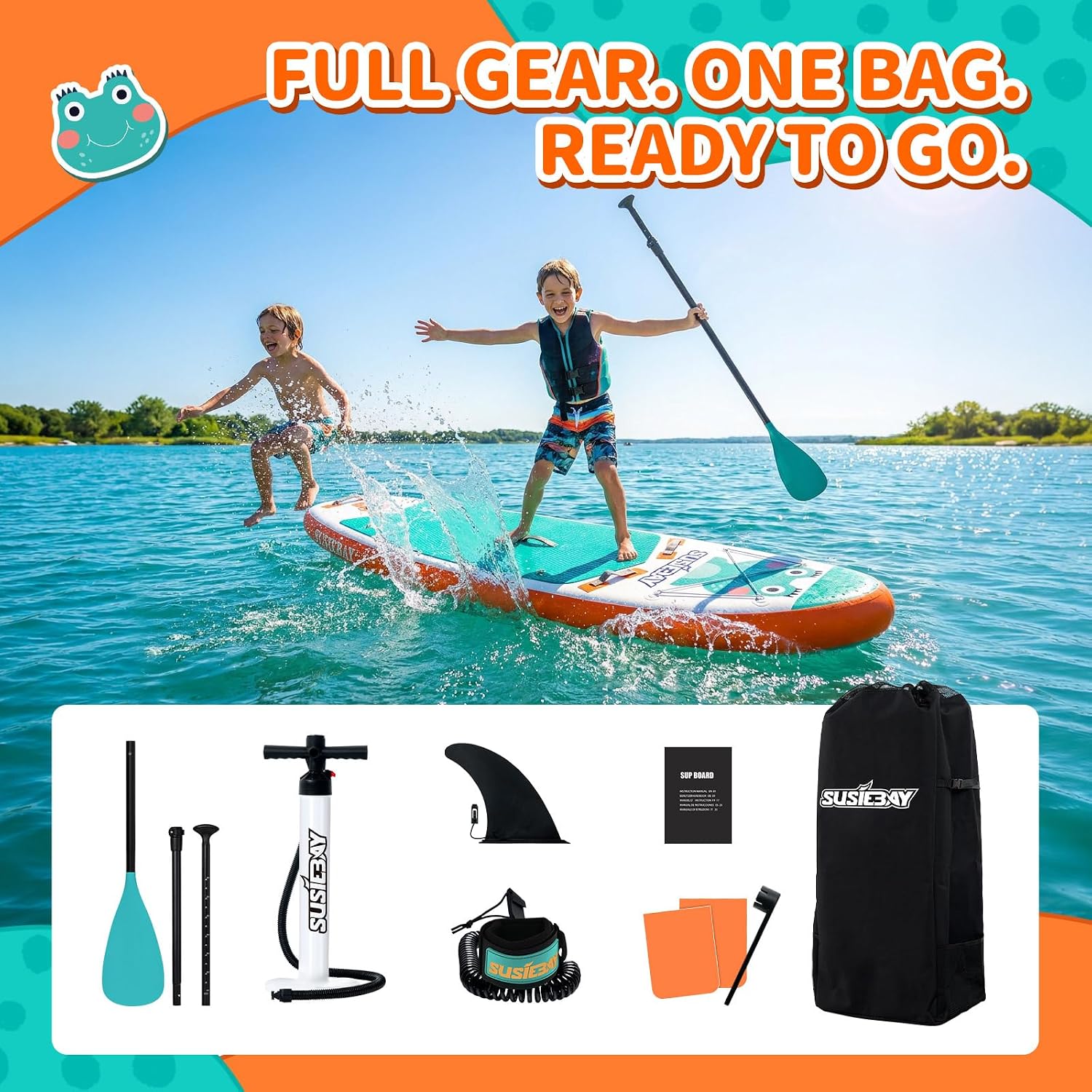 Kids Inflatable Stand Up Paddle Board with SUP Accessories,Wide Stable Design,Non-Slip Comfort Deck, Inflatable Paddle Board for Kids & Children 3