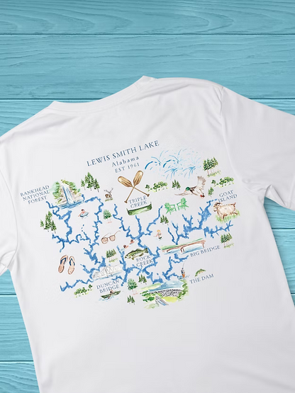 Smith Lake Watercolor Map Tee - Short Sleeve