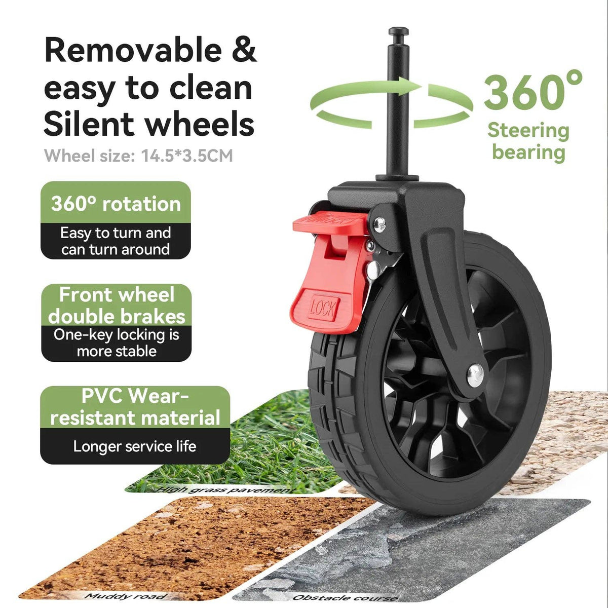 Qunature 220lbs Foldable Utility Wagon Cart with 360¡ã Swivel Wheels 7