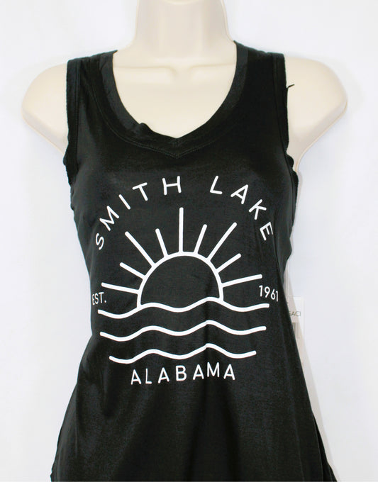 Women's Super Soft V-Neck Relaxed Tank - BLACK - SMITH LAKE