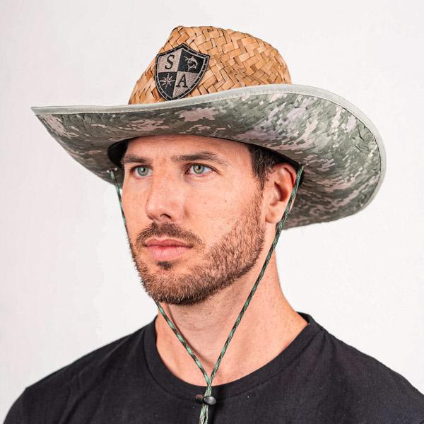 SA Cowboy Under Brim Straw Hat | Green Digi Camo