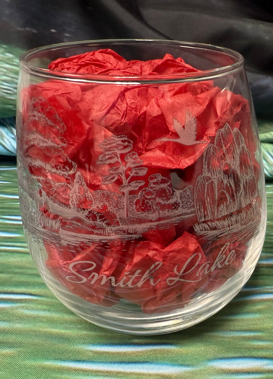 Stemless 16oz Wine Glass Smith Lake Fly Over
