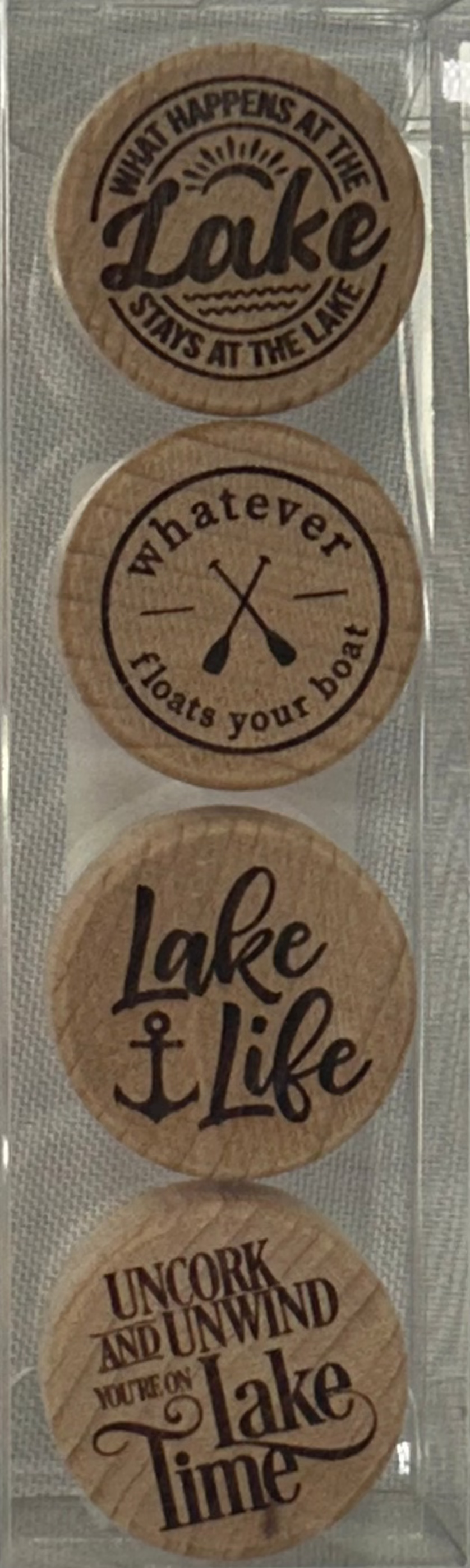 Lake Engraved Funny Wine Bottle Stoppers - Pack of 4 Toppers 2