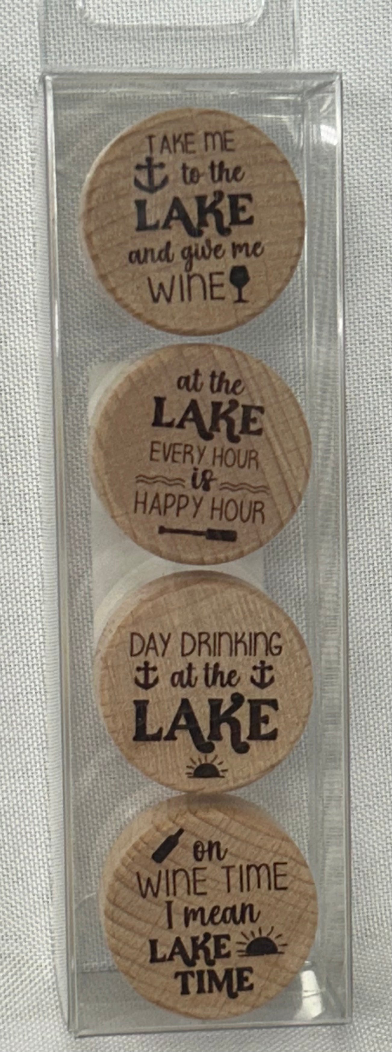 Lake Engraved Funny Wine Bottle Stoppers - Pack of 4 Toppers 3