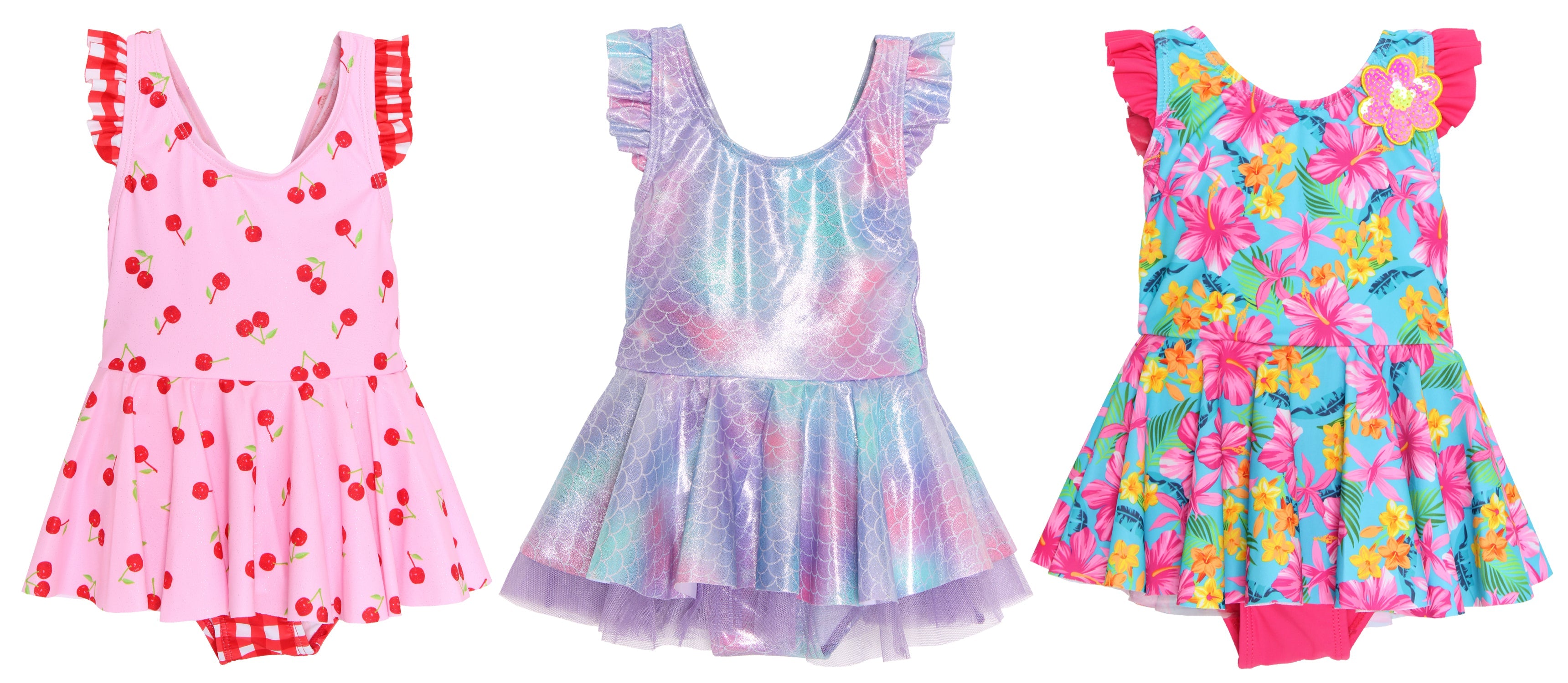Toddler Girl's Ruffled Swim Dresses By Real Love 4