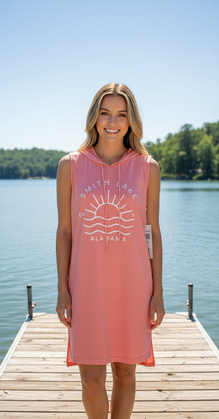 Current Mood Hooded Dress Cover up - VINTAGE CORAL - SMITH LAKE