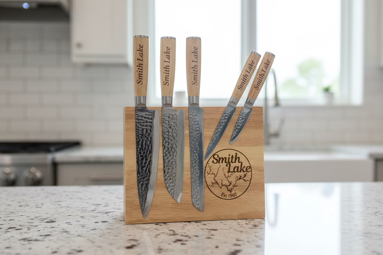 Custom Kitchen Knife Set with Magnetic Block Stand 1