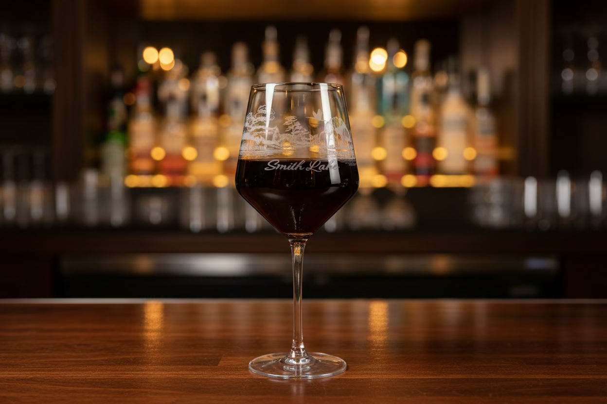 16oz Wine Glass Smith Lake Fly Over