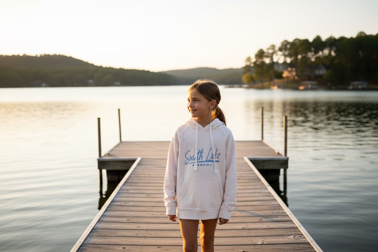 Smith Lake Girl's Raw Edge Burnout Fleece with Kangaroo Pocket Heloha 2