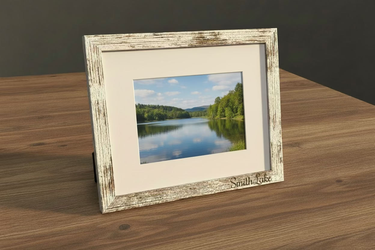 Smith Lake Wooden Picture Frame 8x10, 5x7 - Natural and Antique White