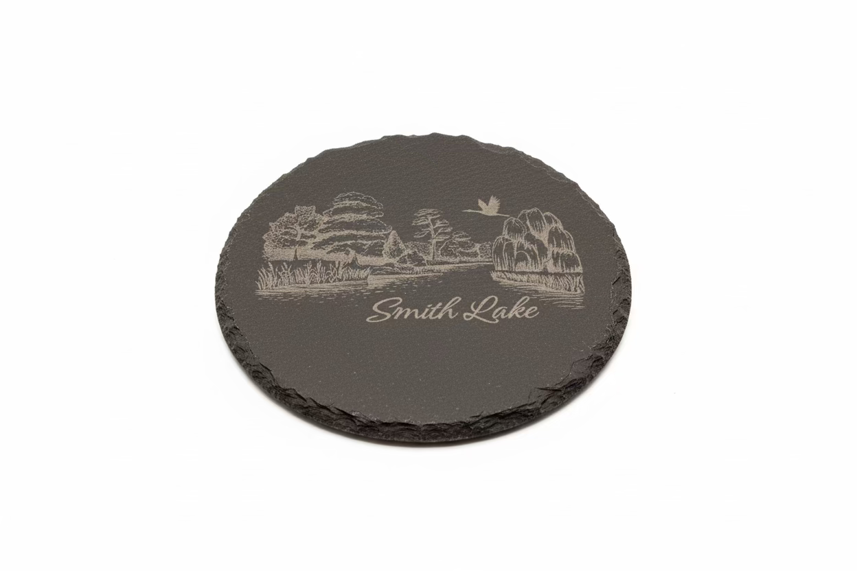 Smith Lake Round 4" Slate Coaster 1